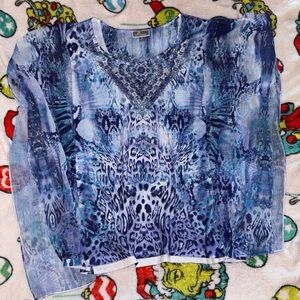 Blue Patterned Women's Top